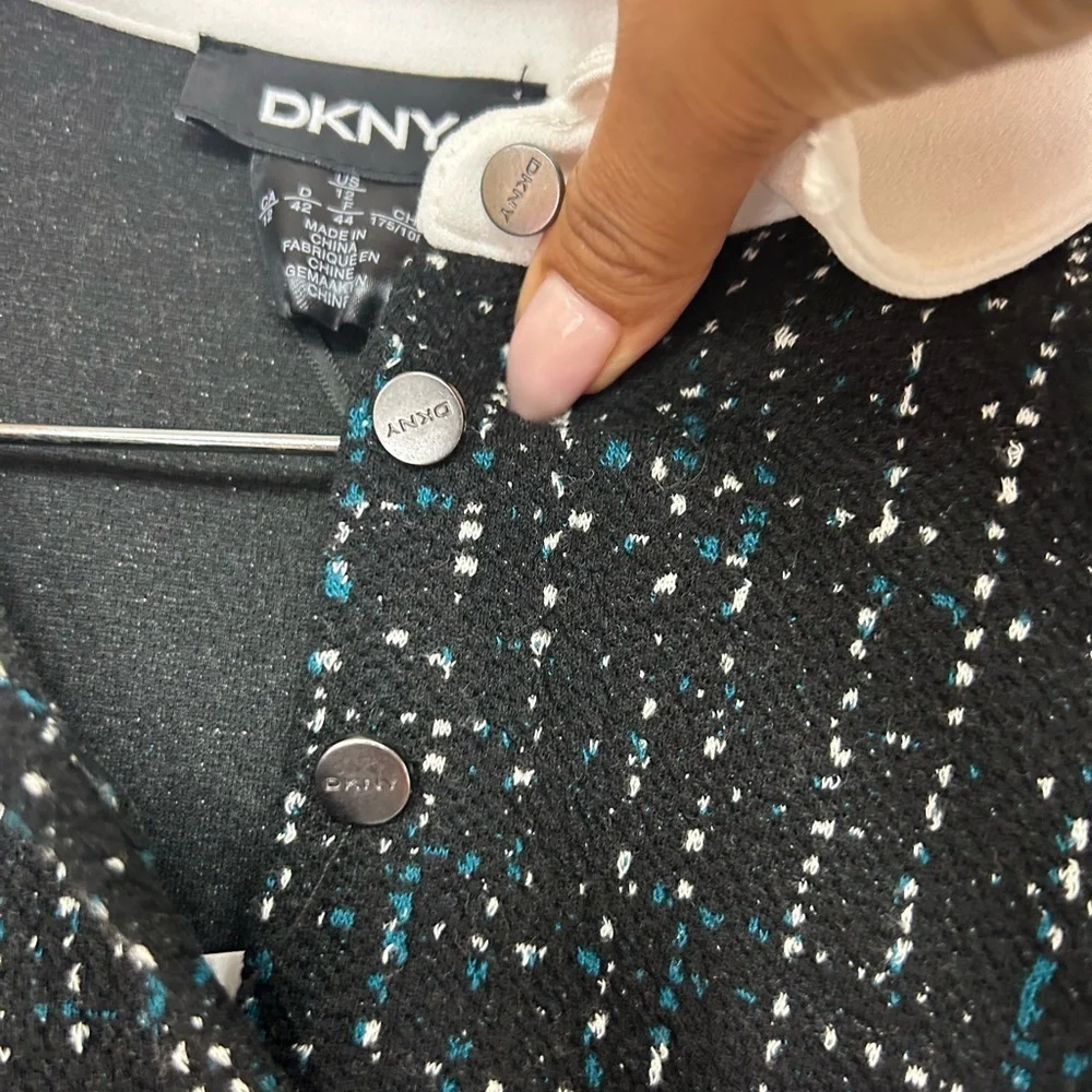 DKNY Black and White Long Sleeve Dress